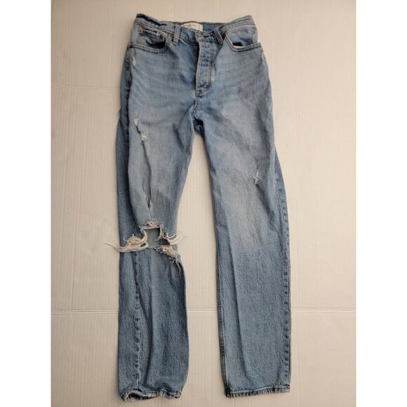 Abercrombie & Fitch Jeans Womens 27 The Dad High Rise Straight Button Fly - Picture 2 of 12